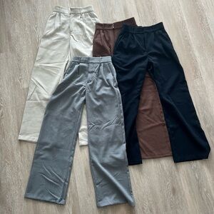 A&F tailored wide leg pant in black, grey, brown, beige